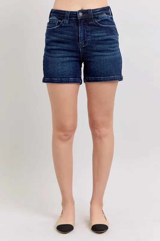 Judy Blue Women's High Waist Back Flap Pocket Denim Shorts Plus Size