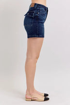Judy Blue Women's High Waist Back Flap Pocket Denim Shorts Plus Size