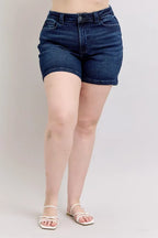 Judy Blue Women's High Waist Back Flap Pocket Denim Shorts Plus Size