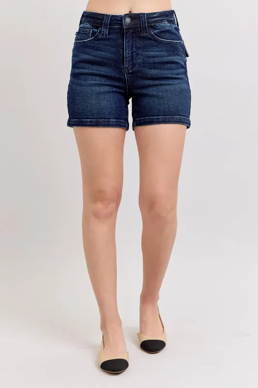 Judy Blue Women's High Waist Back Flap Pocket Denim Shorts Plus Size