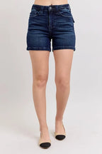 Judy Blue Women's High Waist Back Flap Pocket Denim Shorts Plus Size