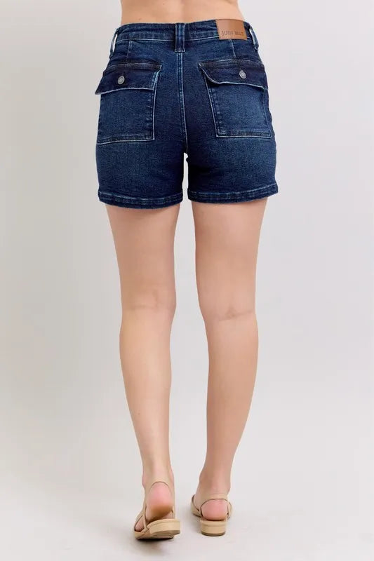 Judy Blue Women's High Waist Back Flap Pocket Denim Shorts Plus Size