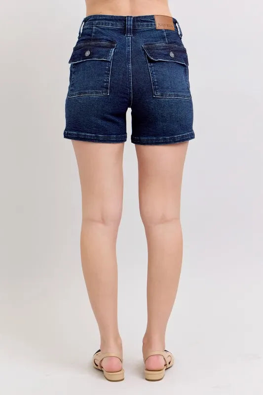 Judy Blue Women's High Waist Back Flap Pocket Denim Shorts Plus Size