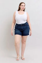 Judy Blue Women's High Waist Back Flap Pocket Denim Shorts Plus Size