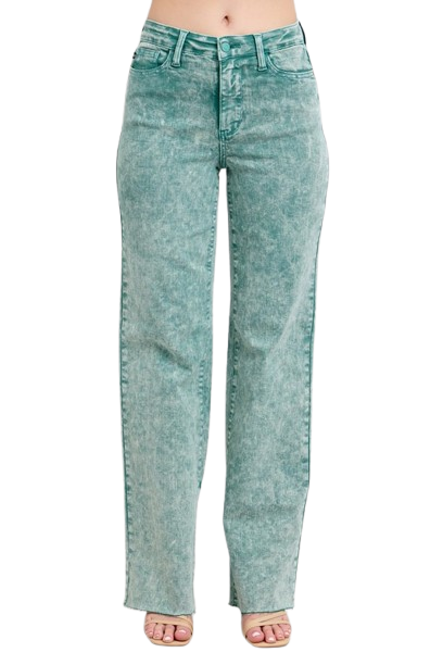 Judy Blue Women's High Waist Garment Dyed Raw Hem Dad Jean Plus Size