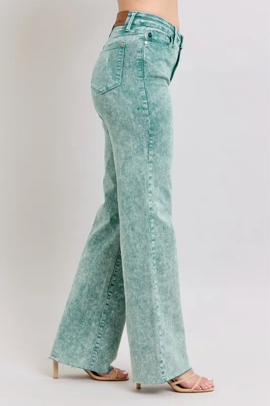 Judy Blue Women's High Waist Garment Dyed Raw Hem Dad Jean Plus Size
