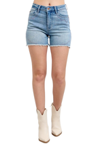 Judy Blue Women's High Waist Western Embroidery Detail Cut Off Denim Shorts Plus Size