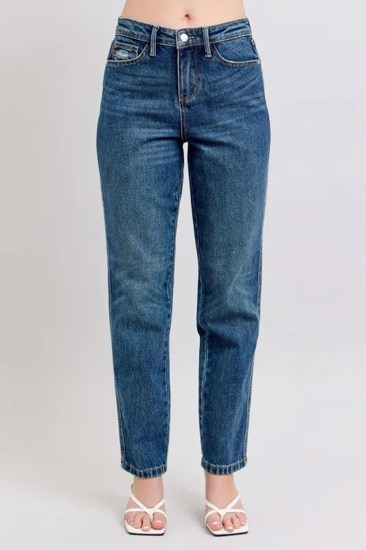Judy Blue Women's High Waisted Rigid Magic Non-destroy Straight Leg Jeans Plus Size