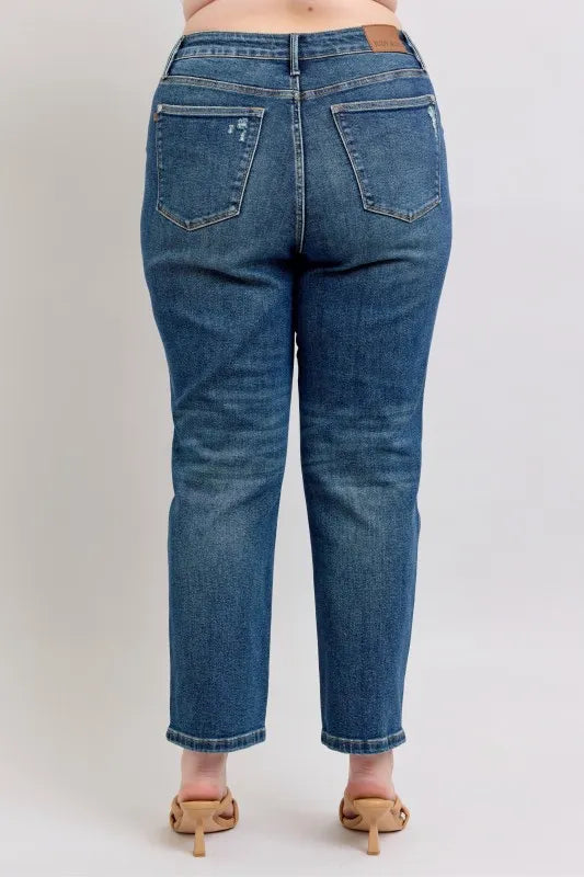 Judy Blue Women's High Waisted Rigid Magic Non-destroy Straight Leg Jeans Plus Size