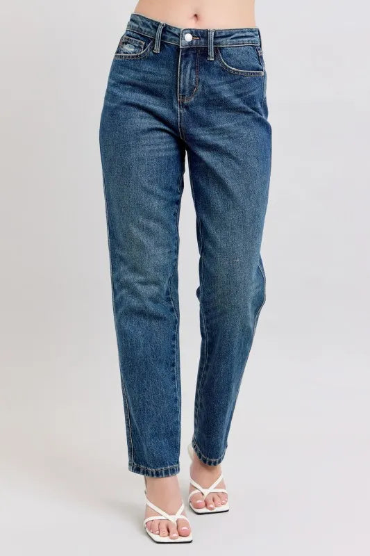 Judy Blue Women's High Waisted Rigid Magic Non-destroy Straight Leg Jeans Plus Size