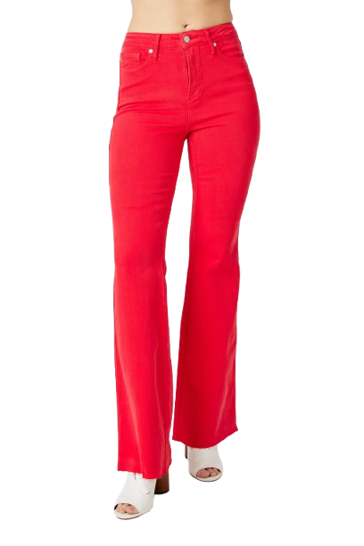 Judy Blue Women's Hw Tummy Control Garment Dyed Flare Jeans Plus Size