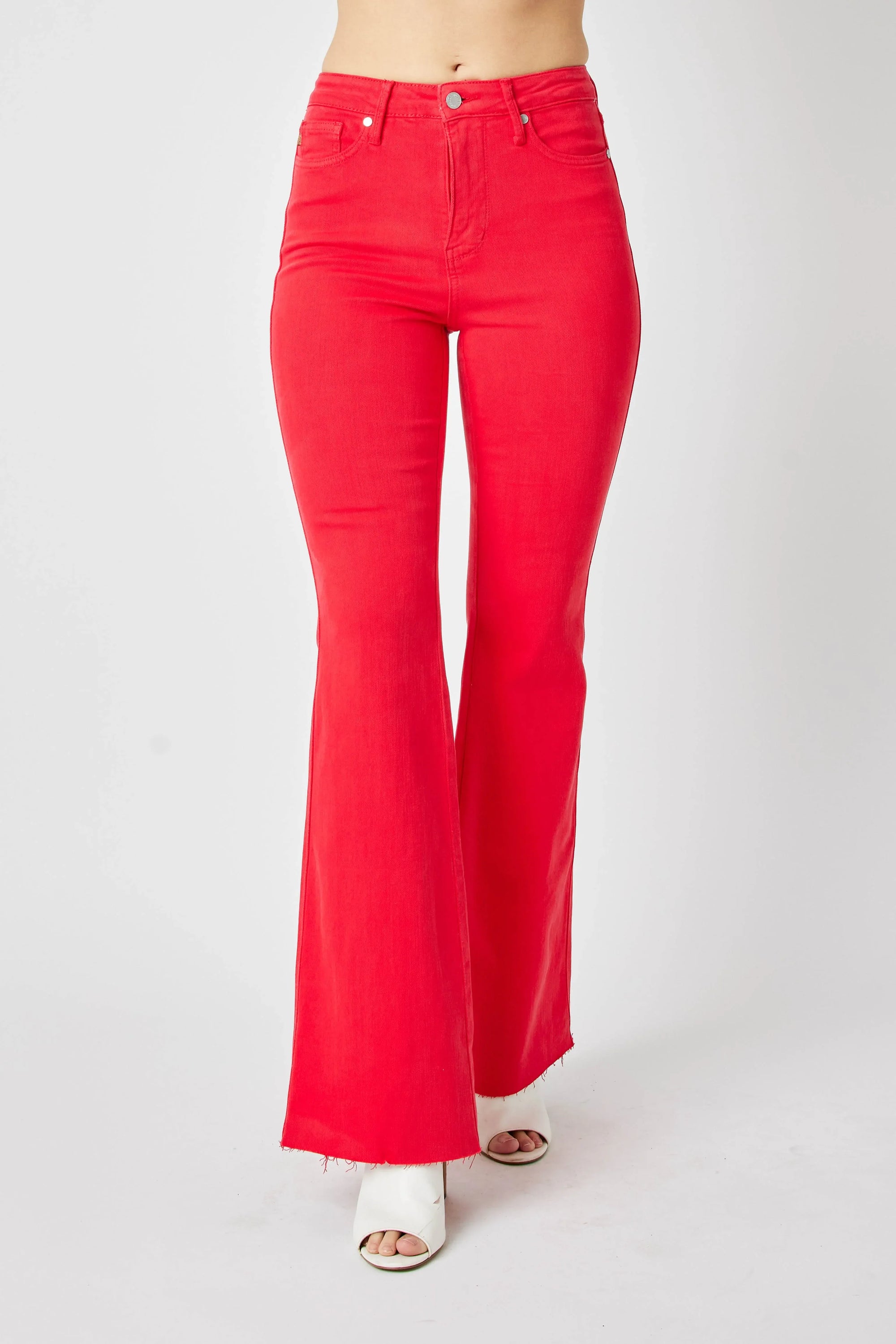 Judy Blue Women's Hw Tummy Control Garment Dyed Flare Jeans Plus Size
