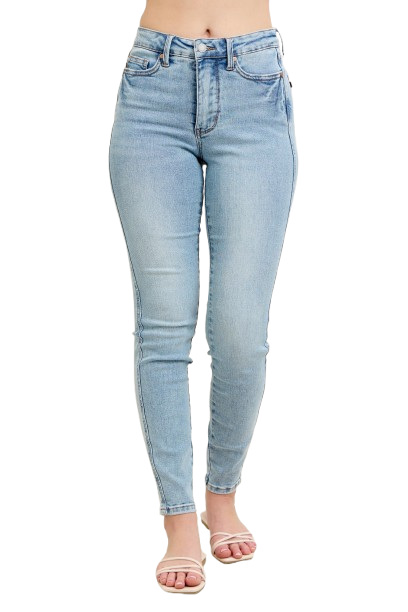 Judy Blue Women's Mid Rise Tummy Control Vintage Wash Skinny Jeans Plus Size