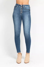 Judy Blue High Rise Button Fly Skinny Jeans – Flattering Trendy Fit
