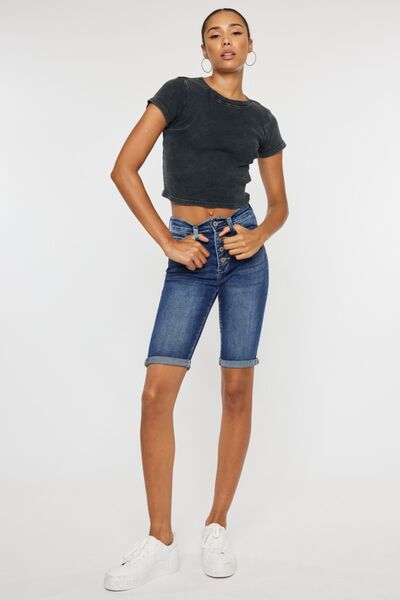 Cat’s Whiskers Button Fly Denim Shorts