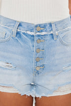 Kan Can Distressed Button Fly Denim Shorts