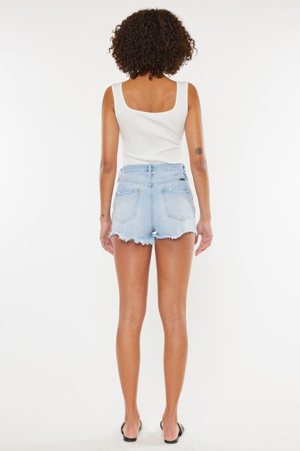 Kan Can Distressed Button Fly Denim Shorts