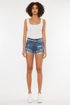 Kan Can Distressed Button Fly Denim Shorts
