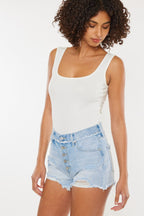 Kan Can Distressed Button Fly Denim Shorts