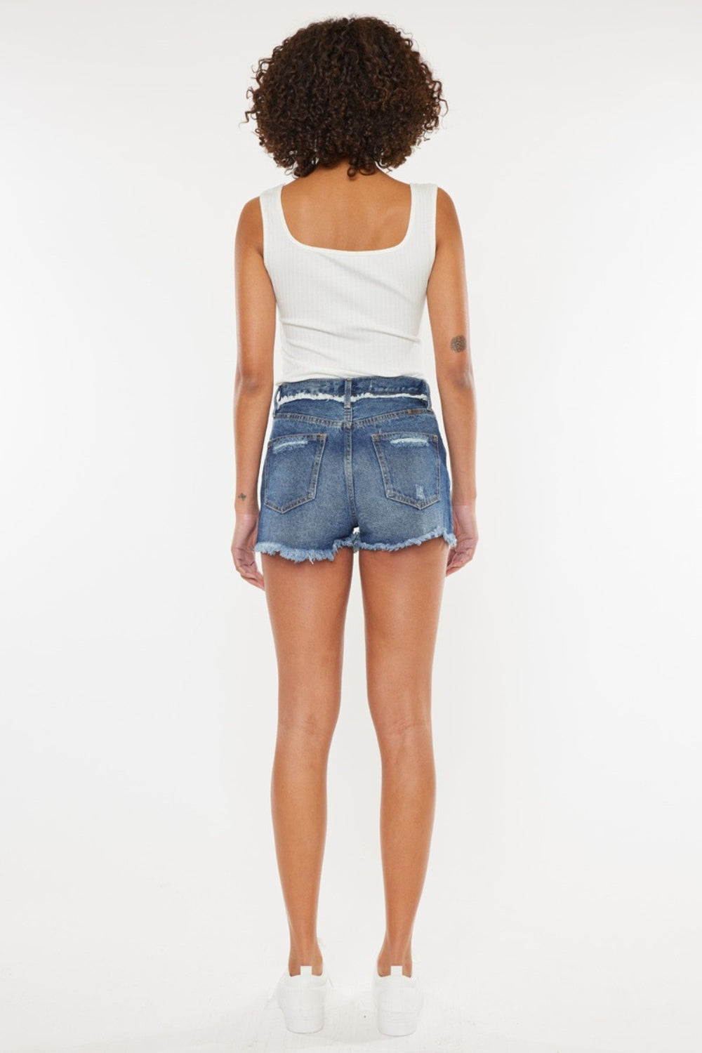 Kan Can Distressed Button Fly Denim Shorts