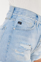 Kan Can Distressed Button Fly Denim Shorts