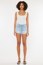 Kan Can Distressed Button Fly Denim Shorts