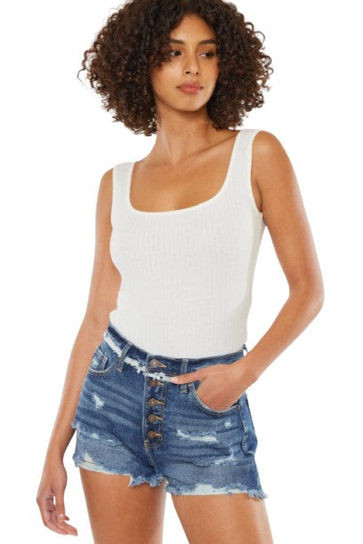 Kan Can Distressed Button Fly Denim Shorts