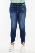 Kan Can High Rise Frayed Ankle Skinny Jeans