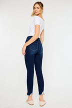Kan Can High Rise Frayed Ankle Skinny Jeans