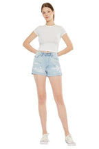 Kan Can High Rise Repaired Mom Denim Shorts