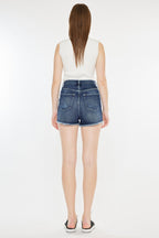 Kan Can Raw Hem Button Fly Denim Shorts