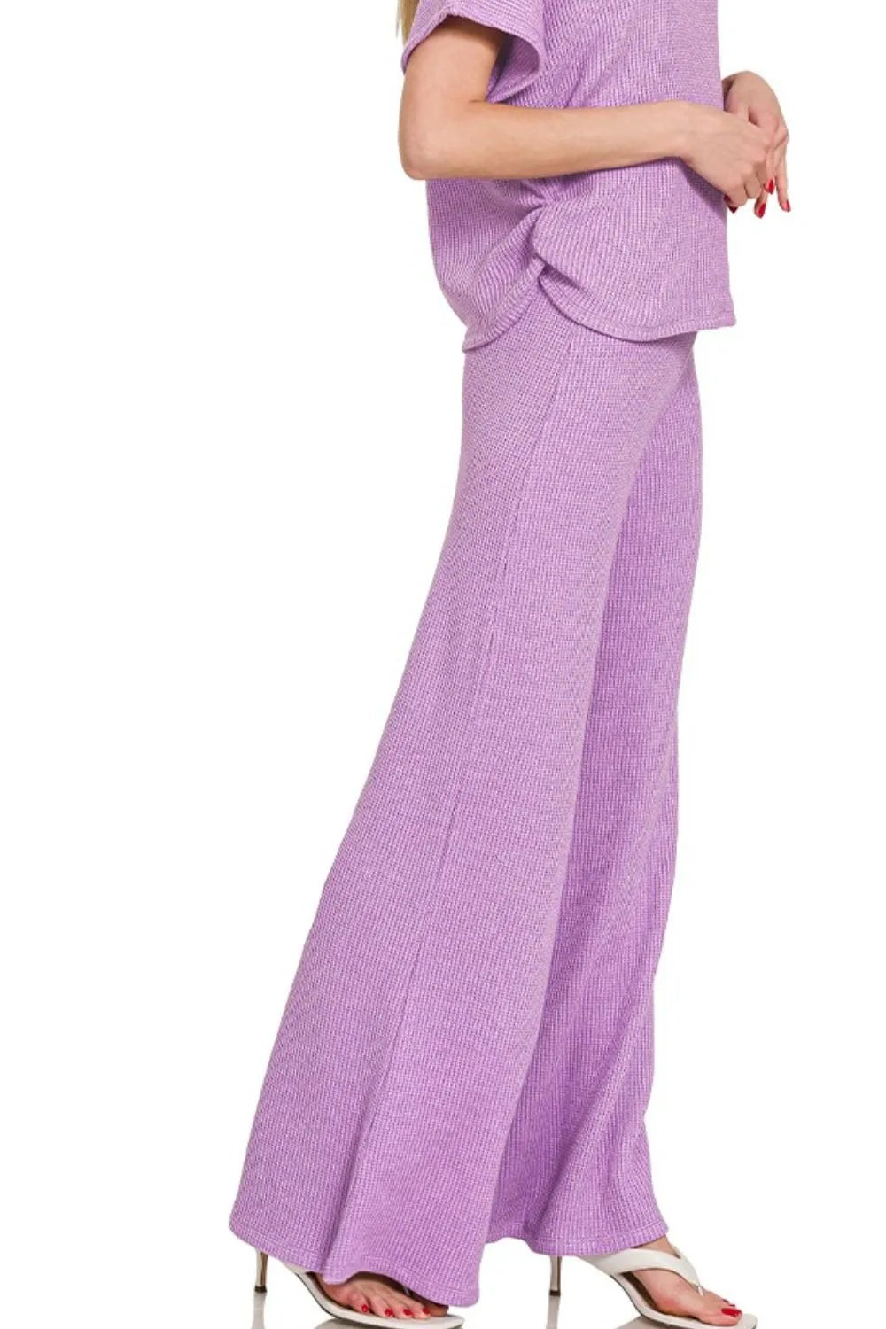 Lavender Knit Sweater & Palazzo Pants Set – Chic, Cozy & Modern