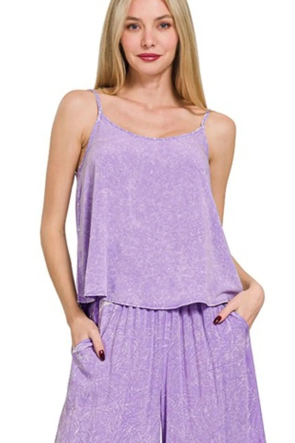 Lavender Shimmer Cami & Palazzo Set – Elegant, Breezy & Versatile