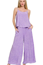 Lavender Shimmer Cami & Palazzo Set – Elegant, Breezy & Versatile