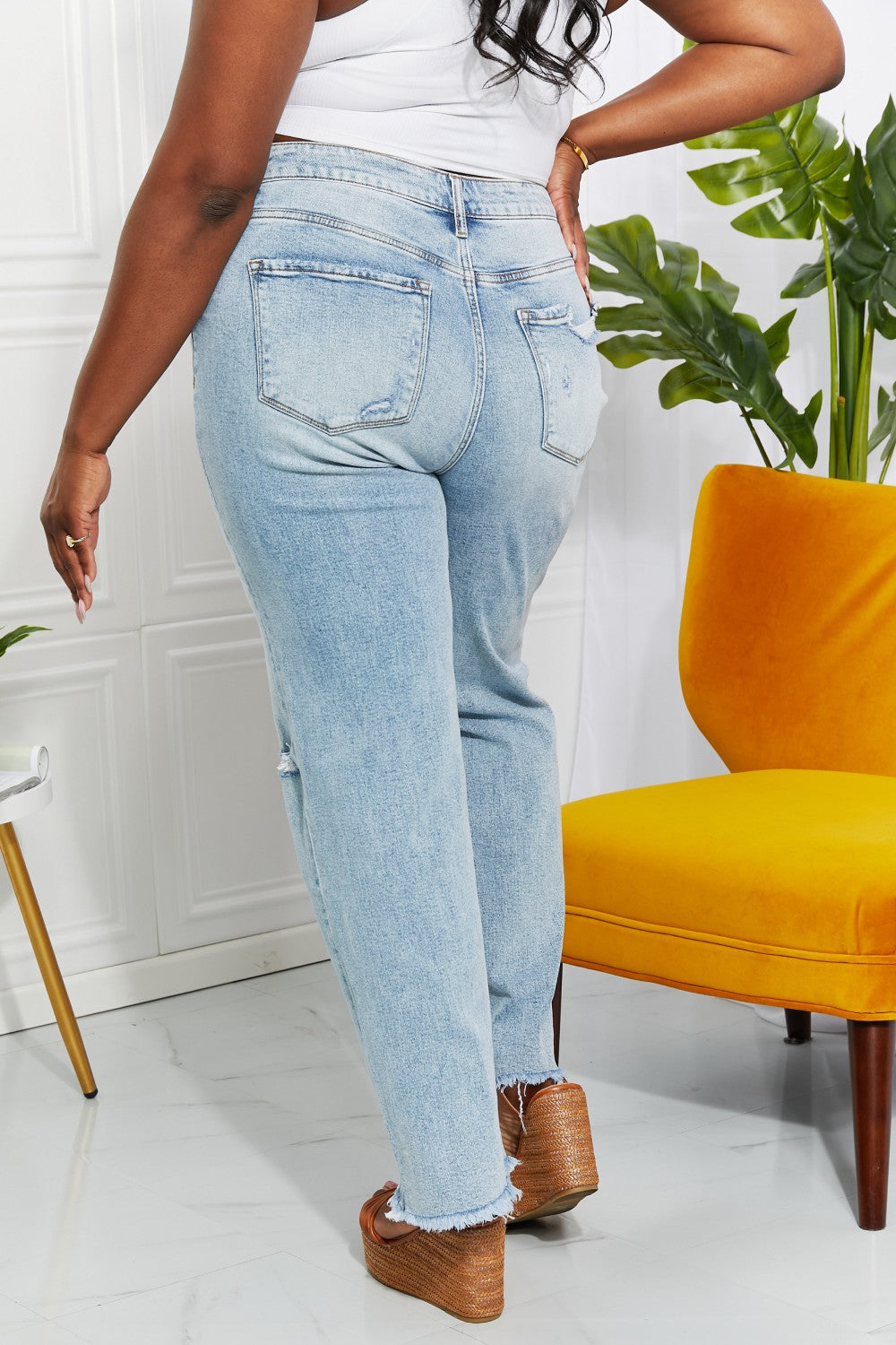 Lovervet High Waist Distressed Straight Cut 90's Dad Jeans