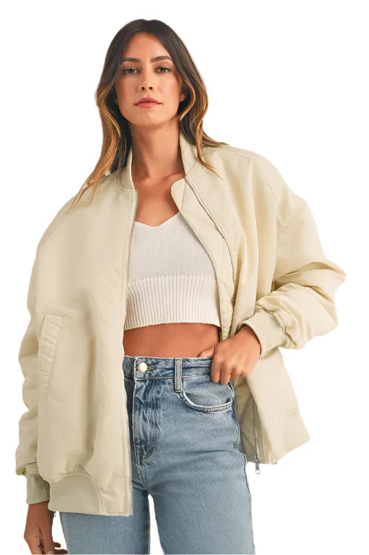 MABLE Back Ruched Utiltiy Bomber Jacket