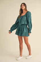 MABLE Embroidered Scalloped Lace Top and Short Set