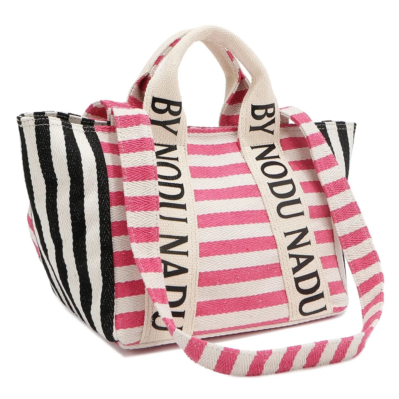 Nicole Lee USA Letter Striped Tote Bag Chic Spacious Everyday Carryall