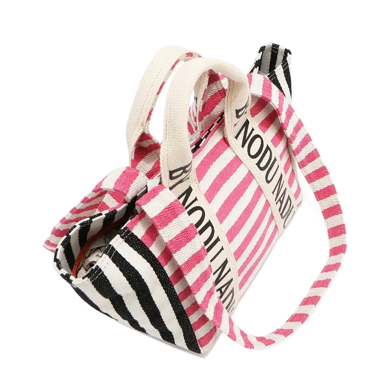 Nicole Lee USA Letter Striped Tote Bag Chic Spacious Everyday Carryall