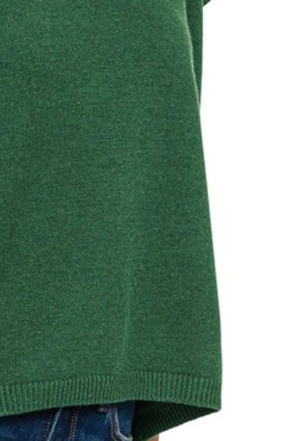Oversized Green Knit Sweater Vest with Short Sleeves & Crew Neck