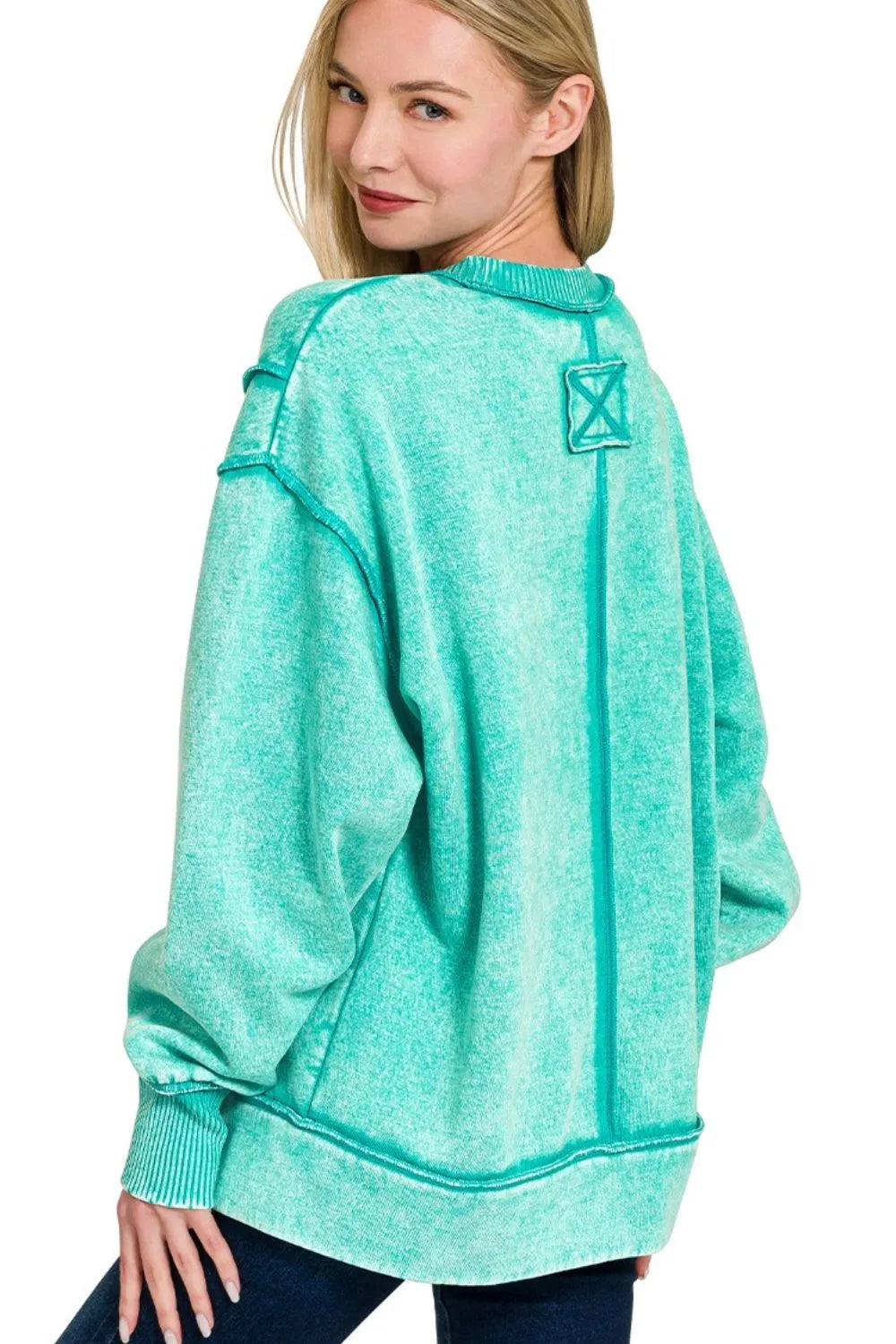 Oversized Mineral Washed Turquoise Sweatshirt — Vintage & Comfy