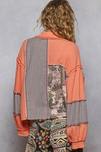 Patchwork Button Down Jacket – POL Multi-Pattern Boho Statement