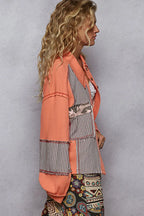 Patchwork Button Down Jacket – POL Multi-Pattern Boho Statement