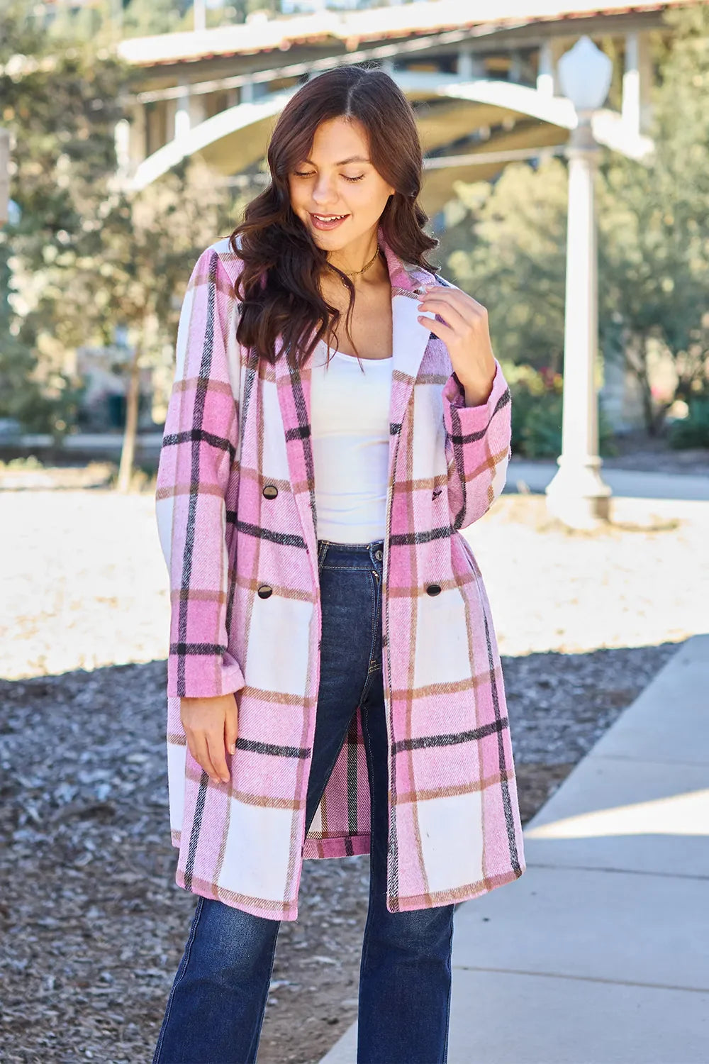 Plaid Button-Up Lapel Collar Coat – Classic, Warm & Stylish