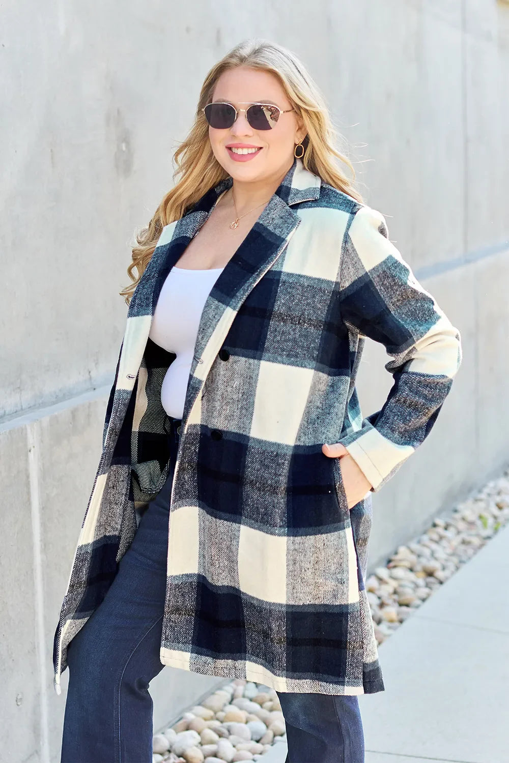 Plaid Button-Up Lapel Collar Coat – Classic, Warm & Stylish