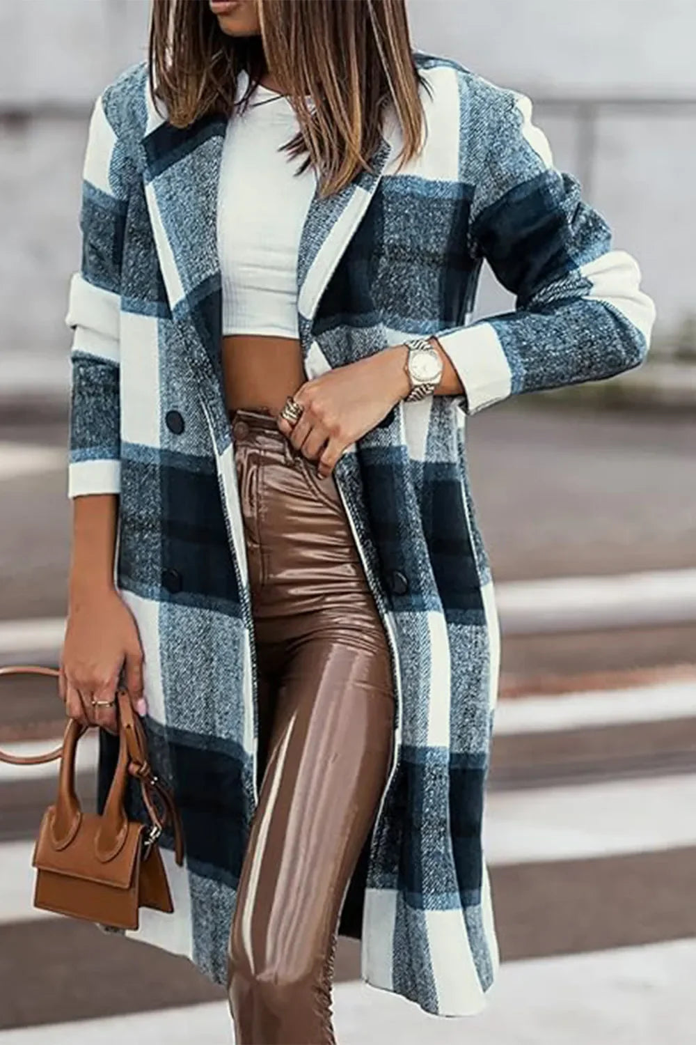 Plaid Button-Up Lapel Collar Coat – Classic, Warm & Stylish