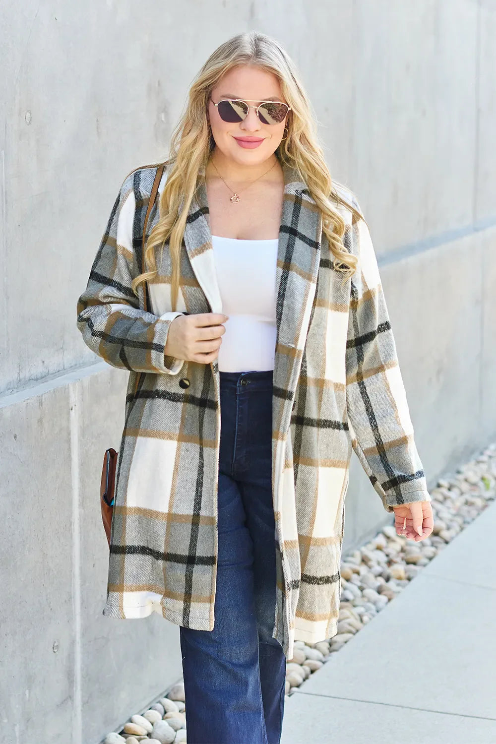 Plaid Button-Up Lapel Collar Coat – Classic, Warm & Stylish