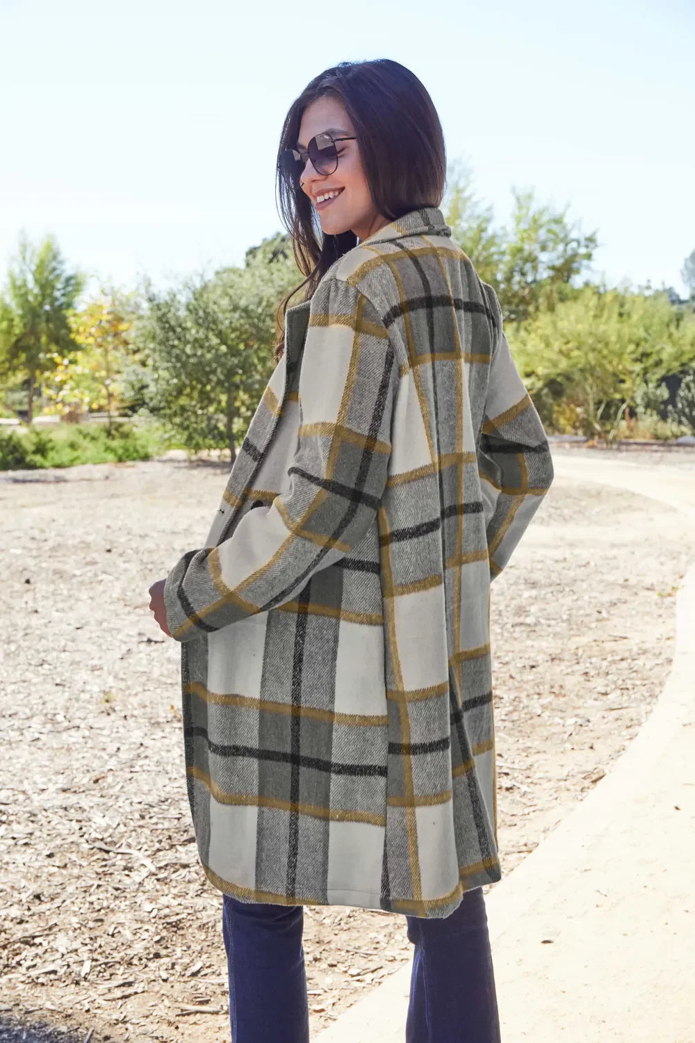 Plaid Button-Up Lapel Collar Coat – Classic, Warm & Stylish