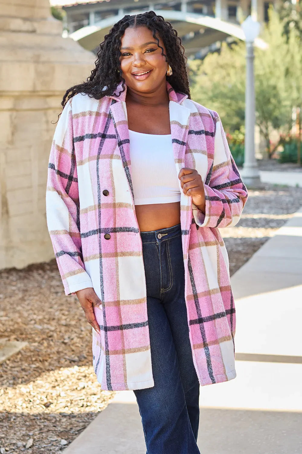 Plaid Button-Up Lapel Collar Coat – Classic, Warm & Stylish