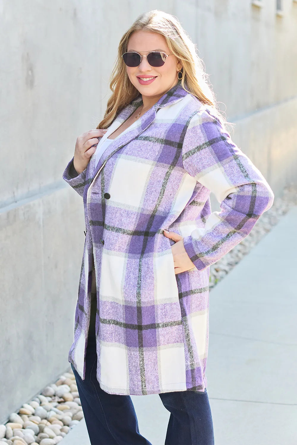 Plaid Button-Up Lapel Collar Coat – Classic, Warm & Stylish